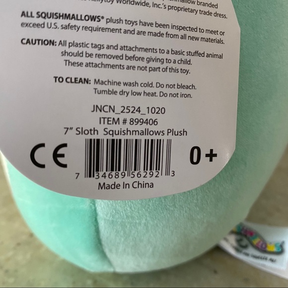 SLOTH “Aqua” Squishmallow Plush 7” NWT - Picture 8 of 8